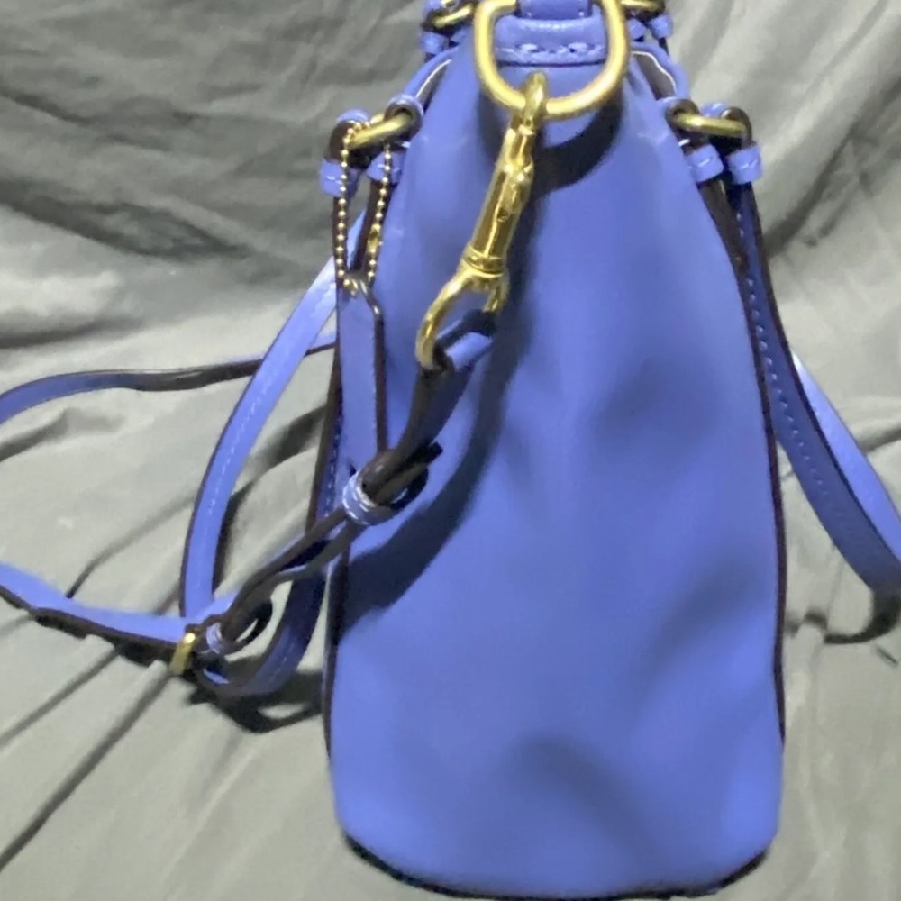 Coach Peyton Large Saffiano Leather Tote Periwinkle Cornflower Porcelain Blue - Picture 3 of 11